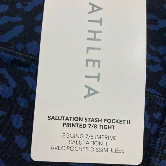 ATHLETA Sz M Salutation Stash Pocket II 7/8 Leopard Print  Tight Leggings - Picture 9 of 13